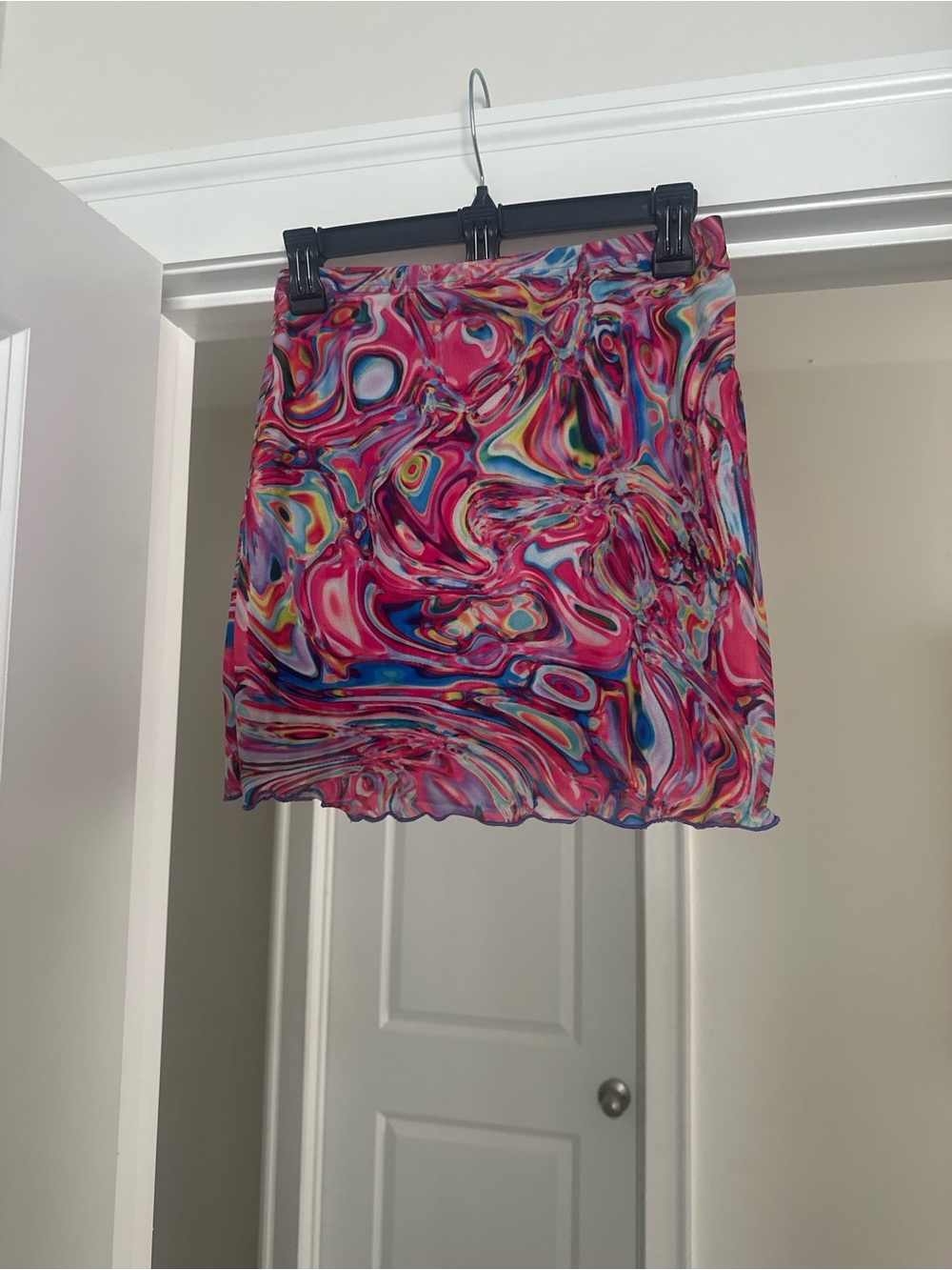 Multicolor Abstract Swirl Print Mini Skirt